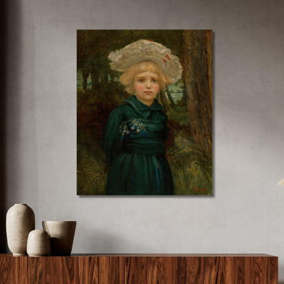 Ritratto Di Una Ragazza In Abito Verde Hans Thoma hth57 quadro stampato su tela