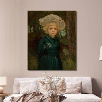 Ritratto Di Una Ragazza In Abito Verde Hans Thoma hth57 quadro stampato su tela