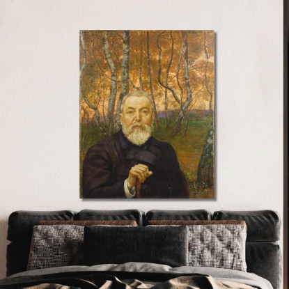 Autoritratto Davanti A Una Foresta Di Betulle Hans Thoma hth66 quadro stampato su tela