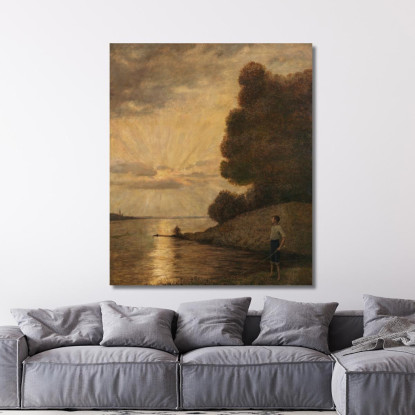 Tramonto Sull'Alto Reno Hans Thoma hth68 quadro stampato su tela
