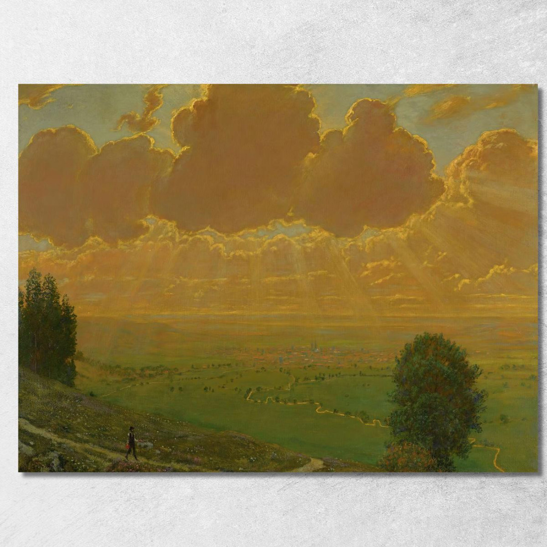 Raggi Di Sole Su Säckingen Foresta Nera Hans Thoma hth73 quadro stampato su tela Raggi Di Sole Su Säckingen Foresta Nera Hans Thoma hth73 quadro stampato su tela