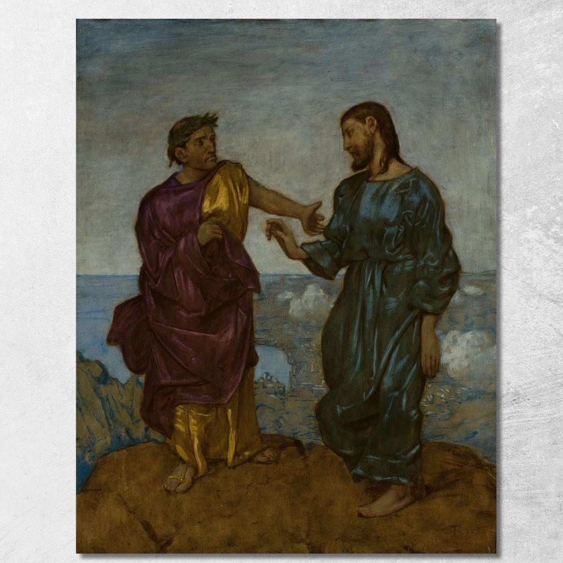 Tentazione Di Cristo Hans Thoma hth74 quadro stampato su tela Tentazione Di Cristo Hans Thoma hth74 quadro stampato su tela