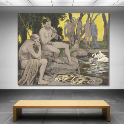I Campi Elisi: Ninfe Danzanti Hans Thoma hth77 quadro stampato su tela