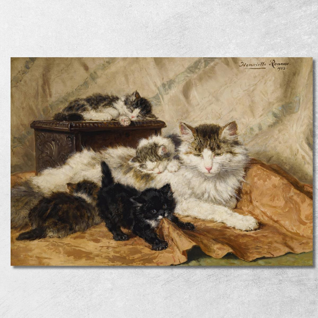 Una Madre E I Suoi Gattini Henriëtte Ronner-Knip hrk1 quadro stampato su tela Una Madre E I Suoi Gattini Henriëtte Ronner-Knip hrk1 quadro stampato su tela
