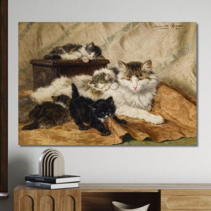 Una Madre E I Suoi Gattini Henriëtte Ronner-Knip hrk1 quadro stampato su tela