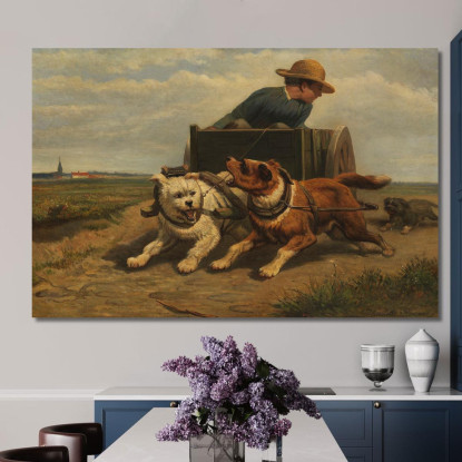 Ragazzo Con Un Carretto Trainato Da Cani Henriëtte Ronner-Knip hrk6 quadro stampato su tela