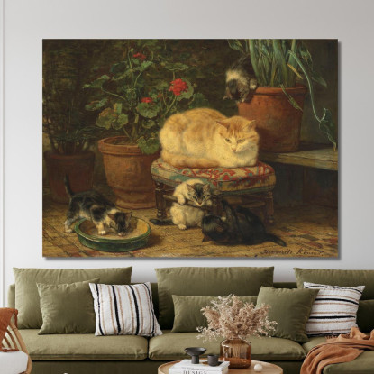 Gattini Che Giocano 3 Henriëtte Ronner-Knip hrk11 quadro stampato su tela