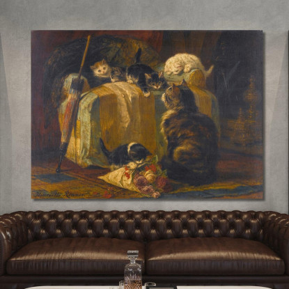 Gattini Che Giocano Henriëtte Ronner-Knip hrk13 quadro stampato su tela