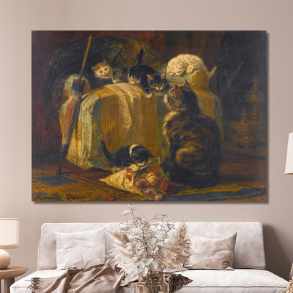 Gattini Che Giocano Henriëtte Ronner-Knip hrk13 quadro stampato su tela
