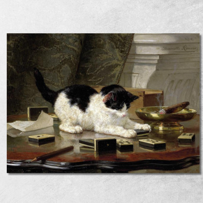 Il Gatto Che Gioca Henriëtte Ronner-Knip hrk18 quadro stampato su tela