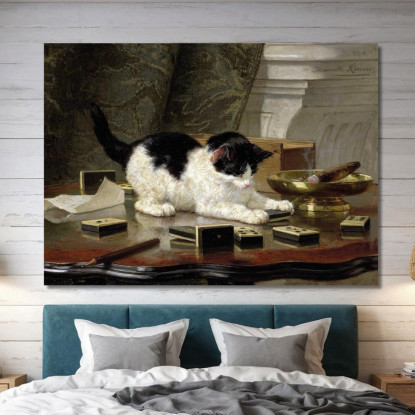 Il Gatto Che Gioca Henriëtte Ronner-Knip hrk18 quadro stampato su tela