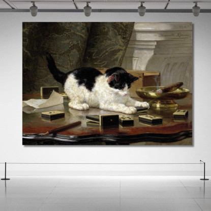 Il Gatto Che Gioca Henriëtte Ronner-Knip hrk18 quadro stampato su tela