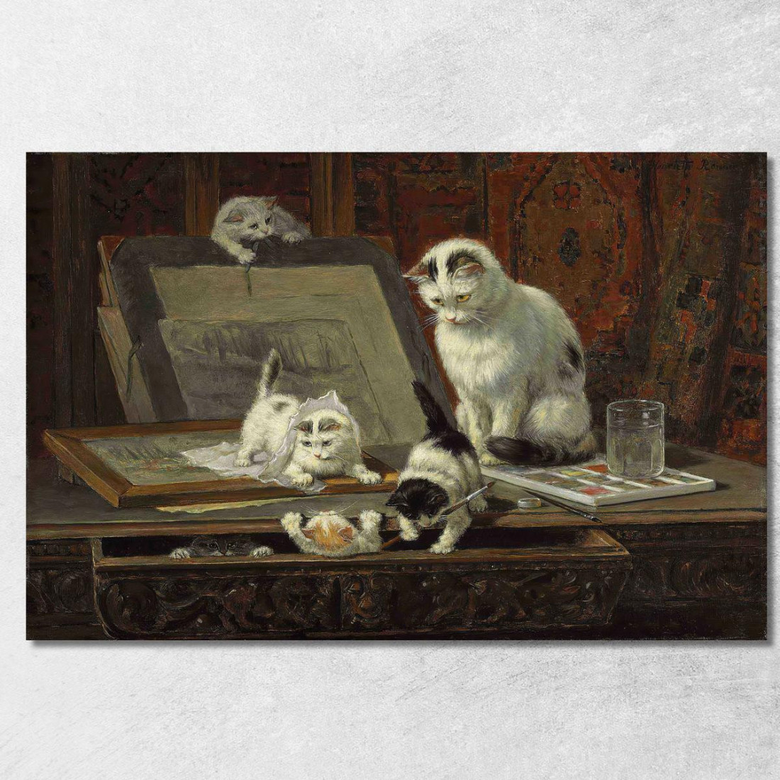 La Lezione D'Arte Del Gattino Henriëtte Ronner-Knip hrk20 quadro stampato su tela La Lezione D'Arte Del Gattino Henriëtte Ronner-Knip hrk20 quadro stampato su tela