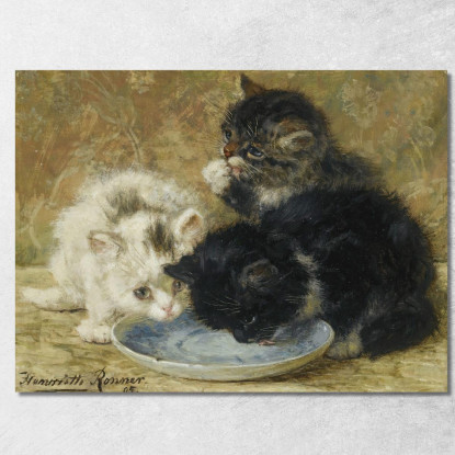 Tre Gattini 2 Henriëtte Ronner-Knip hrk25 quadro stampato su tela
