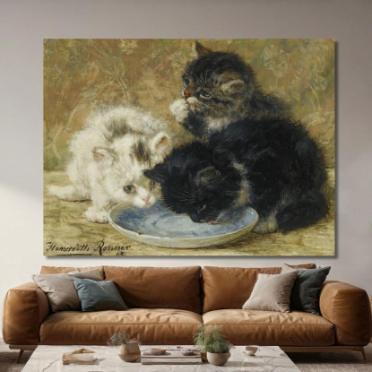 Tre Gattini 2 Henriëtte Ronner-Knip hrk25 quadro stampato su tela
