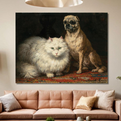 Due Amici Henriëtte Ronner-Knip hrk28 quadro stampato su tela