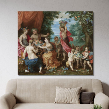 Un Baccanale Con Cerere Bacco E Venere Jan Brueghel the Younger jby1 quadro stampato su tela