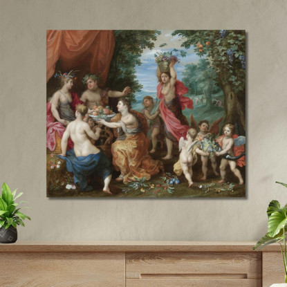 Un Baccanale Con Cerere Bacco E Venere Jan Brueghel the Younger jby1 quadro stampato su tela