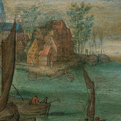 Paesaggio Fluviale Con Traghetti E Barche A Vela Jan Brueghel the Younger jby5 quadro stampato su tela