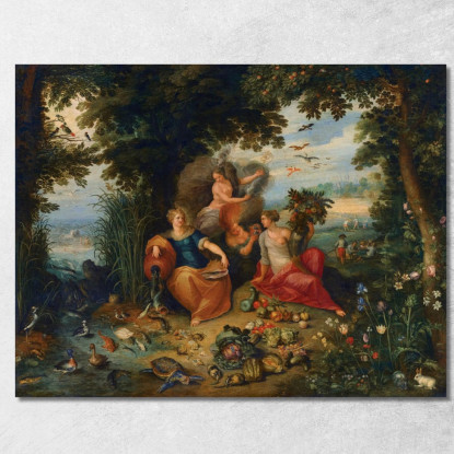 Allegoria Dei Quattro Elementi Jan Brueghel the Younger jby10 quadro stampato su tela