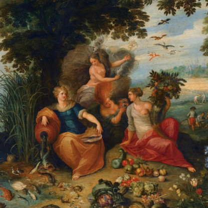 Allegoria Dei Quattro Elementi Jan Brueghel the Younger jby10 quadro stampato su tela