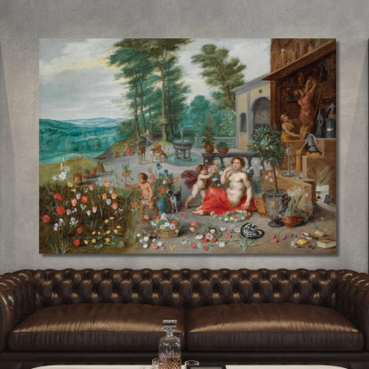 Un'Allegoria Dell'Olfatto Jan Brueghel the Younger jby11 quadro stampato su tela