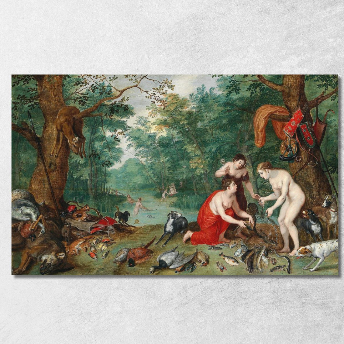 Diana E Le Sue Ninfe A Pesca Jan Brueghel the Younger jby18 quadro stampato su tela Diana E Le Sue Ninfe A Pesca Jan Brueghel the Younger jby18 quadro stampato su tela