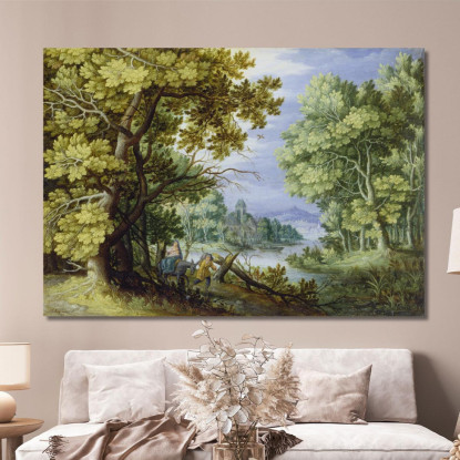 Paesaggio Forestale Con La Fuga In Egitto Jan Brueghel the Younger jby22 quadro stampato su tela