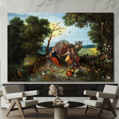 Paesaggio Con Allegorie Dei Quattro Elementi Jan Brueghel the Younger jby23 quadro stampato su tela