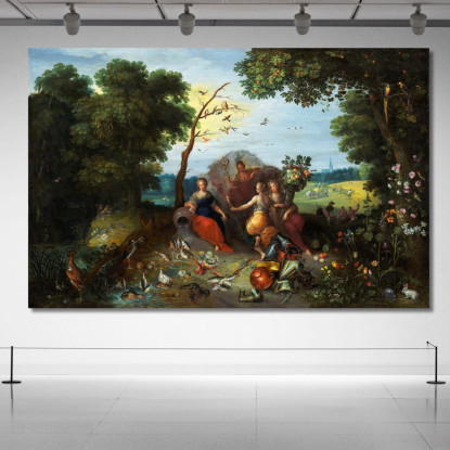 Paesaggio Con Allegorie Dei Quattro Elementi Jan Brueghel the Younger jby23 quadro stampato su tela