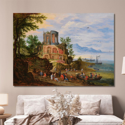 Paesaggio Con Rovine Animate Da Figure Jan Brueghel the Younger jby25 quadro stampato su tela
