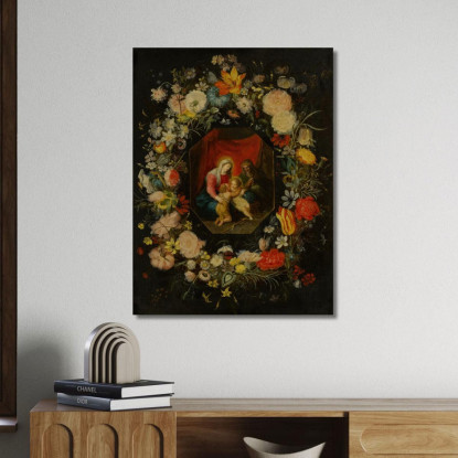 Madonna Con Bambino Sant'Anna E San Giovanni Battista Circondati Da Una Ghirlanda Di Fiori Jan Brueghel the Younger jby27 quadr