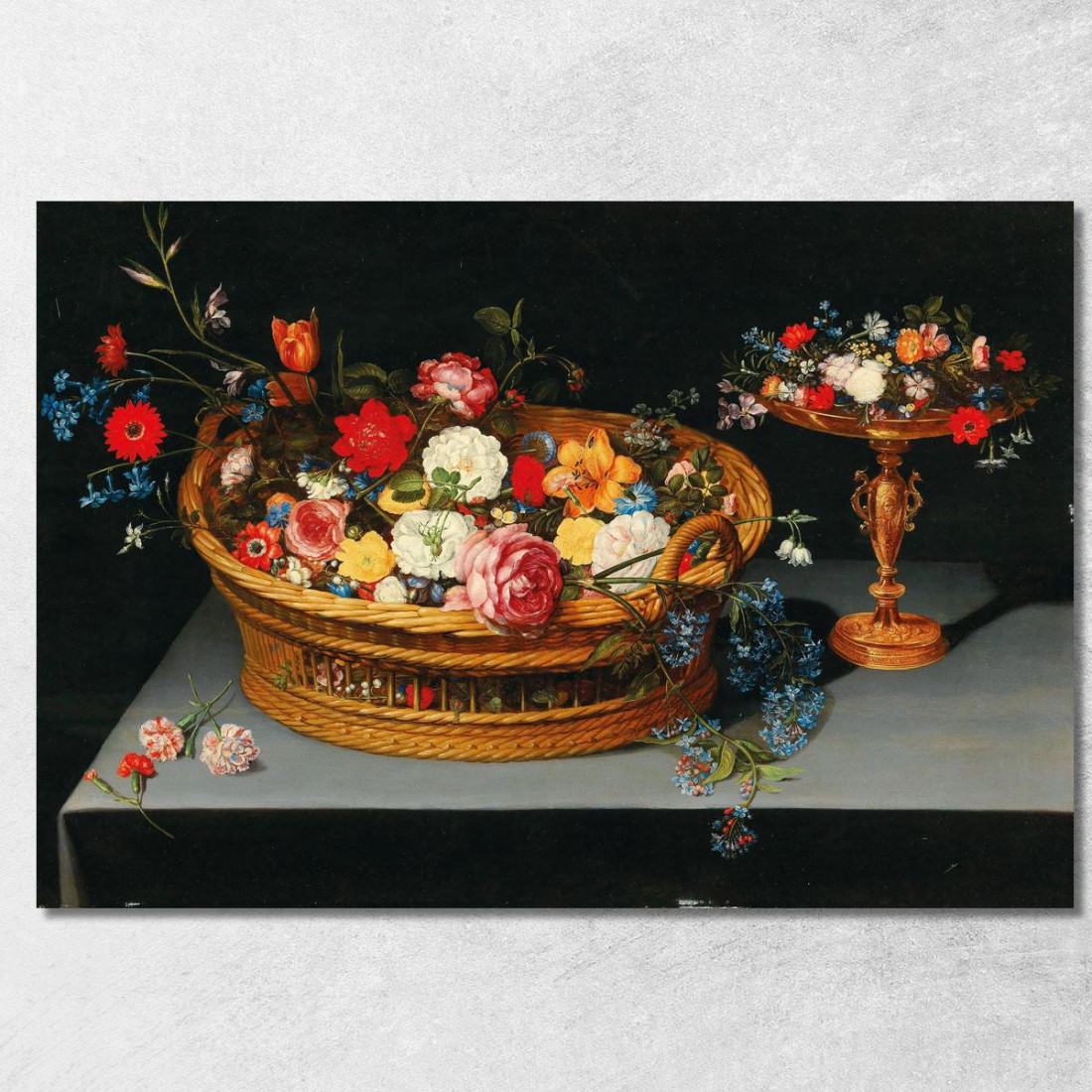 Fiori Misti In Un Cesto Con Una Tazza Vicina Jan Brueghel the Younger jby28 quadro stampato su tela Fiori Misti In Un Cesto Con Una Tazza Vicina Jan Brueghel the Younger jby28 quadro stampato su tela