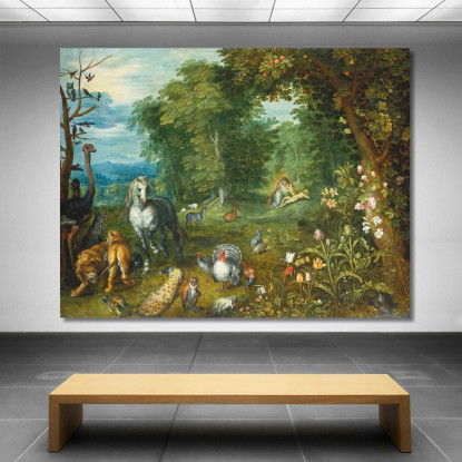 Paradiso Con La Creazione Di Eva Jan Brueghel the Younger jby29 quadro stampato su tela