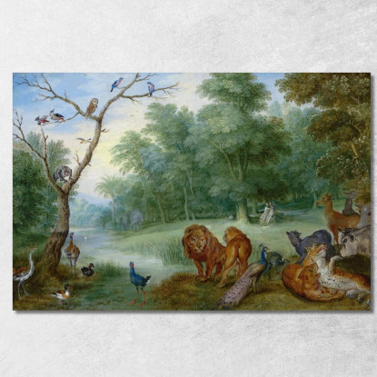 Paradiso Con La Caduta Dell'Uomo Jan Brueghel the Younger jby30 quadro stampato su tela