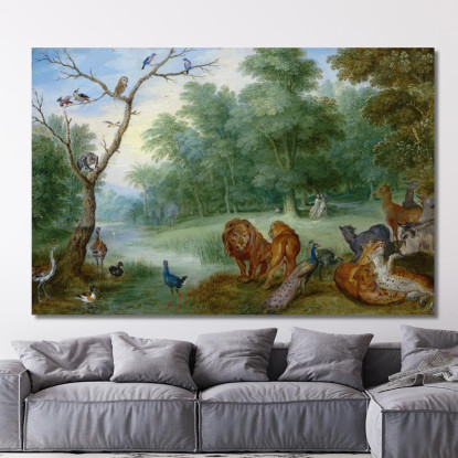 Paradiso Con La Caduta Dell'Uomo Jan Brueghel the Younger jby30 quadro stampato su tela