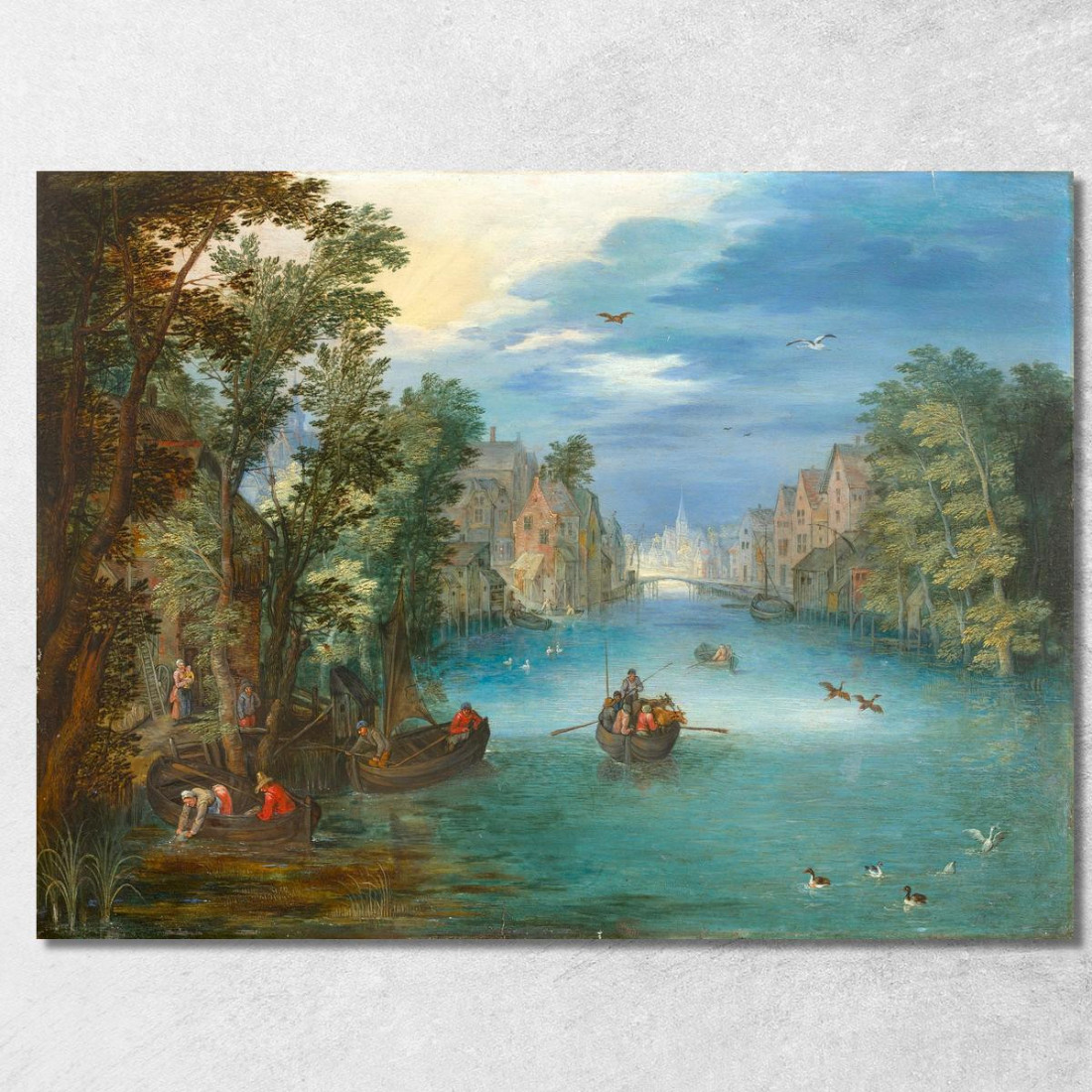 Paesaggio Fluviale Animato Da Personaggi Jan Brueghel the Younger jby32 quadro stampato su tela