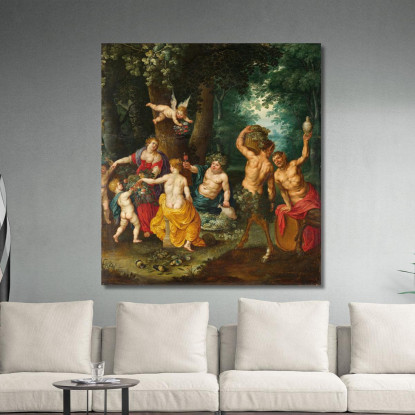La Festa Di Bacco (Sine Cerere Et Baccho Friget Venus) Jan Brueghel the Younger jby36 quadro stampato su tela