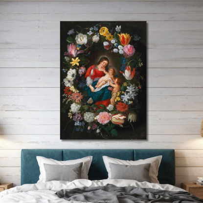 La Vergine Con Il Bambino E Il Piccolo San Giovanni Battista Circondati Da Una Ghirlanda Di Fiori Jan Brueghel the Younger jby4