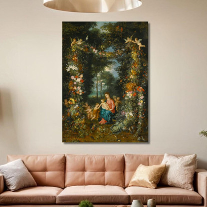 La Vergine Con Il Bambino E Il Piccolo San Giovanni Battista Circondati Da Ghirlande E Festoni Di Frutta E Fiori Jan Brueghel t