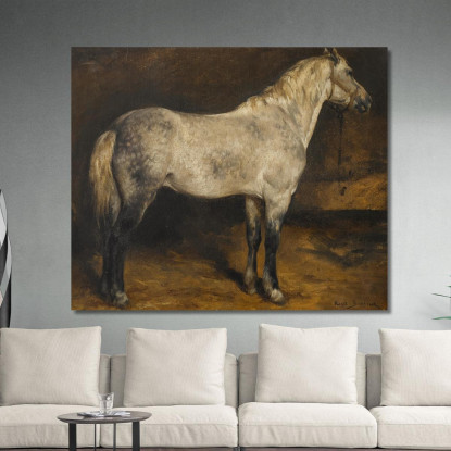 Un Cavallo Grigio Pomellato Rosa Bonheur rbn1 quadro stampato su tela
