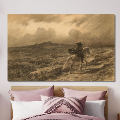 Cavallo E Cavaliere Nelle Highlands Scozzesi (La Tempesta In Arrivo) Rosa Bonheur rbn19 quadro stampato su tela