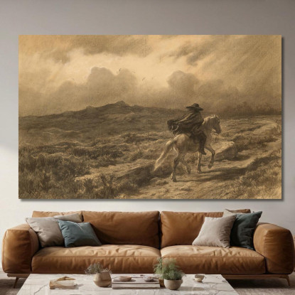 Cavallo E Cavaliere Nelle Highlands Scozzesi (La Tempesta In Arrivo) Rosa Bonheur rbn19 quadro stampato su tela