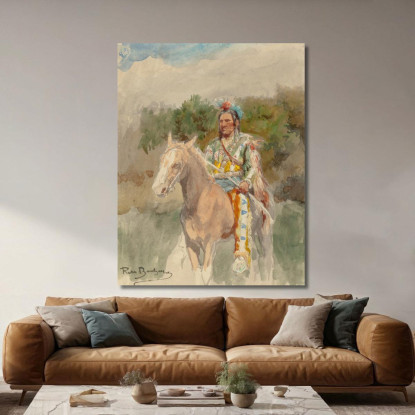 Indiano A Cavallo Rosa Bonheur rbn21 quadro stampato su tela