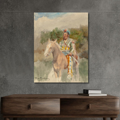 Indiano A Cavallo Rosa Bonheur rbn21 quadro stampato su tela