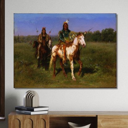 Indiani A Cavallo Con Lance Rosa Bonheur rbn32 quadro stampato su tela