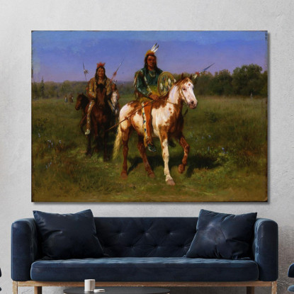 Indiani A Cavallo Con Lance Rosa Bonheur rbn32 quadro stampato su tela