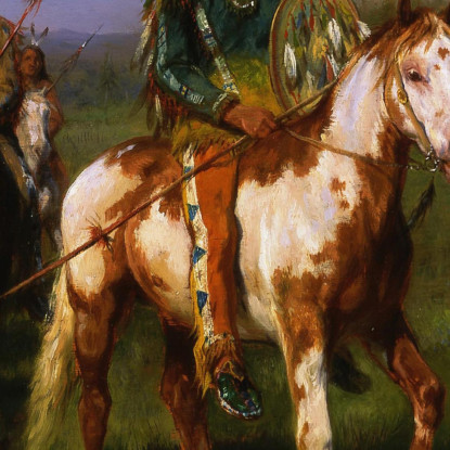 Indiani A Cavallo Con Lance Rosa Bonheur rbn32 quadro stampato su tela