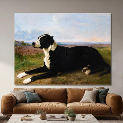 Ritratto Di Un Mastino-Labrador In Un Paesaggio Rosa Bonheur rbn35 quadro stampato su tela