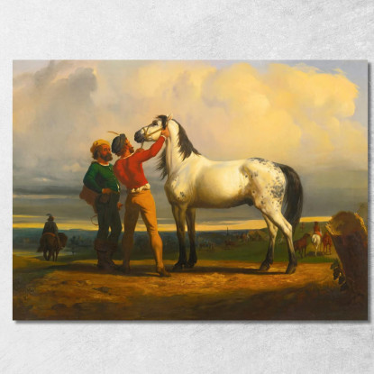 Il Cavallo Grigio Alla Fiera Dei Cavalli Rosa Bonheur rbn46 quadro stampato su tela
